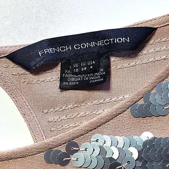 French Connection blush pink sequin stripe Fast Eden Cupid Dress - Picture 6 of 11